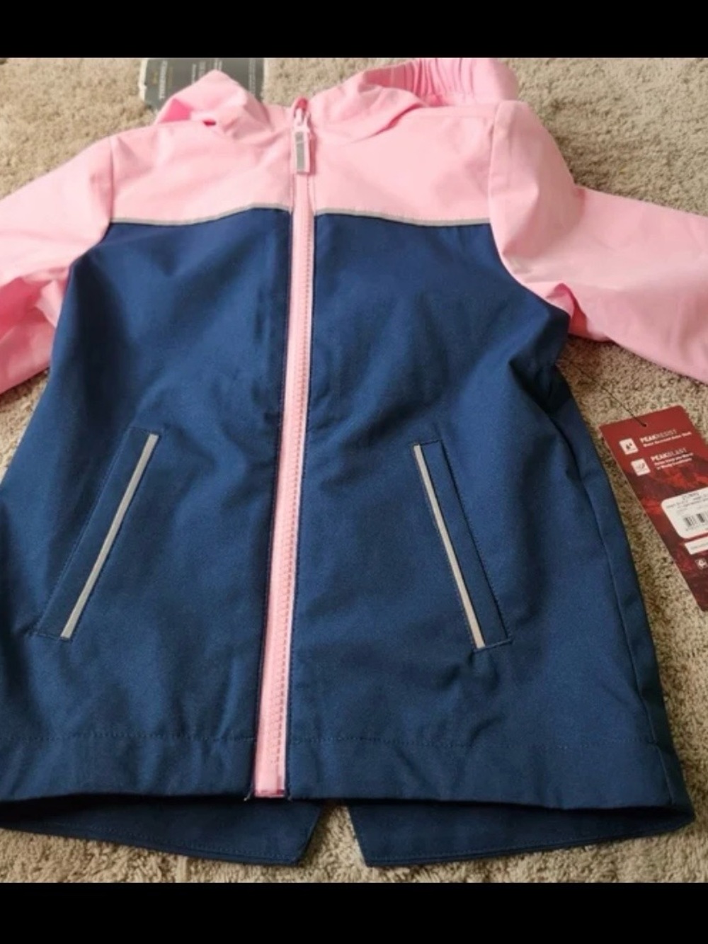 Swiss Tech Girls' Pink & Navy Hooded Rain Jacket - Picture 4 of 6